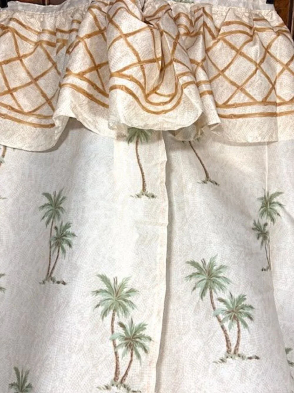 Springs Palm Tree Trellis Valance Center Open Shower Curtain